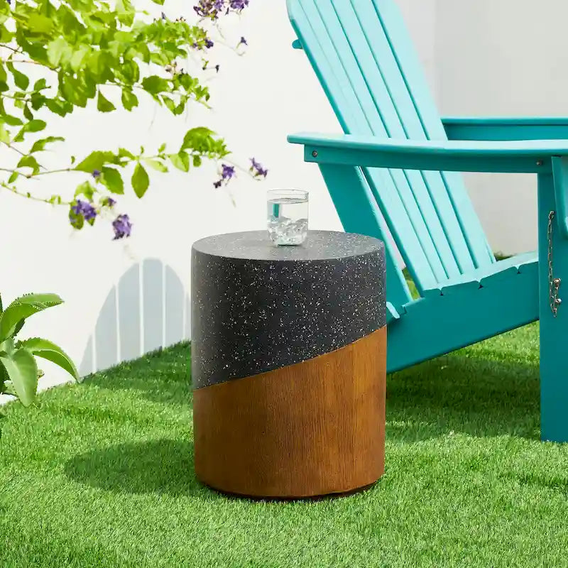 Glitzhome Tabouret de jardin multifonctionnel en OGM de 17 po, table d'extérieur