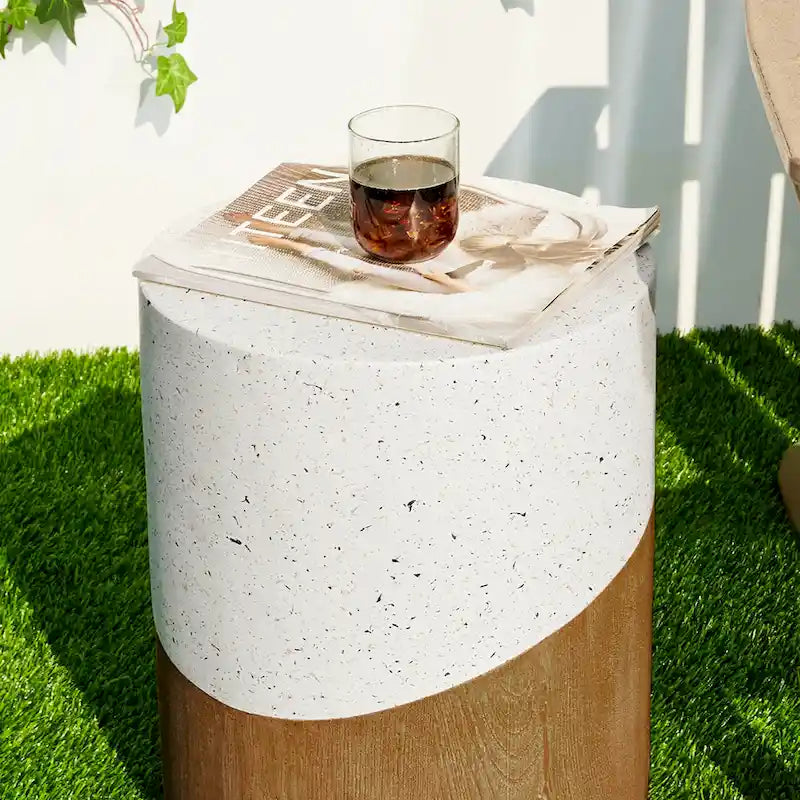 Glitzhome Tabouret de jardin multifonctionnel en OGM de 17 po, table d'extérieur