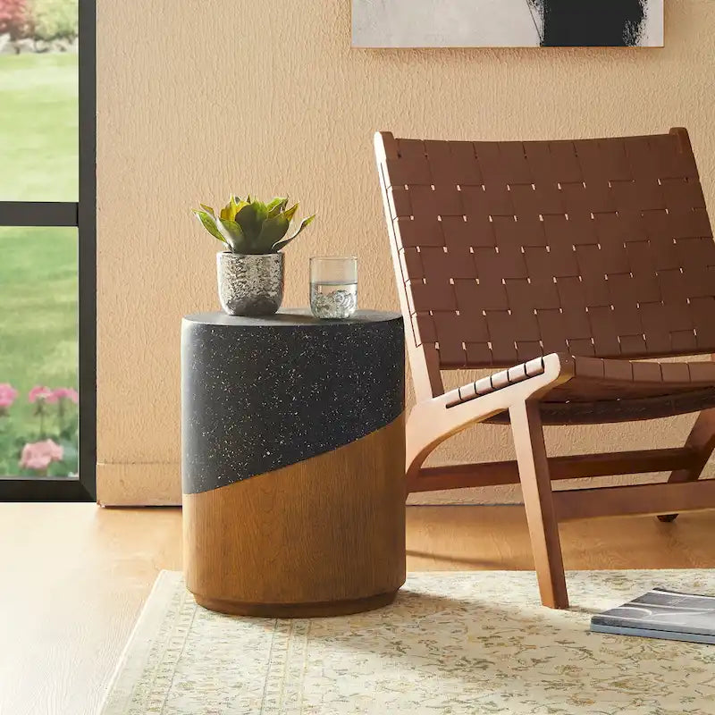 Glitzhome Tabouret de jardin multifonctionnel en OGM de 17 po, table d'extérieur