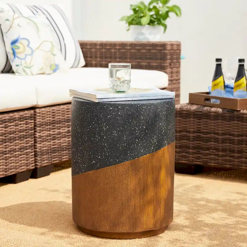 Glitzhome Tabouret de jardin multifonctionnel en OGM de 17 po, table d'extérieur