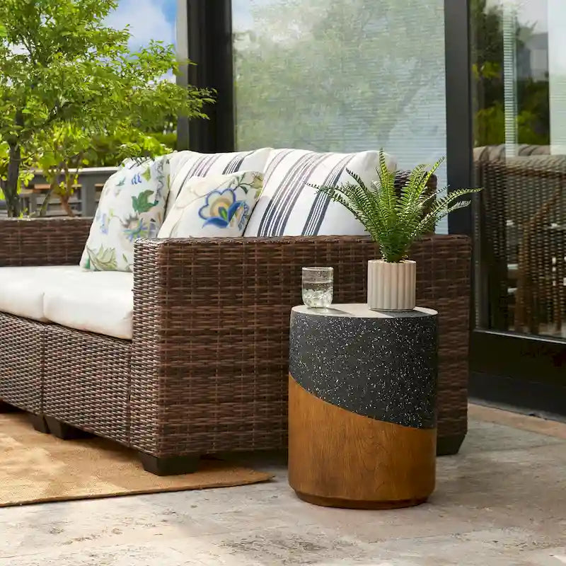 Glitzhome Tabouret de jardin multifonctionnel en OGM de 17 po, table d'extérieur