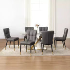 Bekrvio Sedie da Sala da Pranzo Set da 6, Moderne Imbottite in Ecopelle con Schienale Alto, Gambe in Metallo, Sedie da Cucina Senza Braccioli per Soggiorno Sala da Pranzo