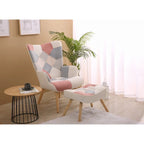 Poltrona con Pouf, Set Sedia e Ottomana per Soggiorno, Comoda Poltroncina Laterale per Camera da Letto, Superficie in Tessuto con Giunture Creative