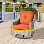 Set di sedie girevoli curve in vimini OVIOS a 5 pezzi con pouf da esterno