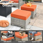 Set di sedie girevoli curve in vimini OVIOS a 5 pezzi con pouf da esterno