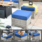 Set di sedie girevoli curve in vimini OVIOS a 5 pezzi con pouf da esterno