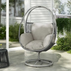 Sedia a cesto Lina Outdoor Wicker Swivel Egg con cuscino rimovibile di Christopher Knight Home