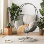 Sedia a cesto Lina Outdoor Wicker Swivel Egg con cuscino rimovibile di Christopher Knight Home