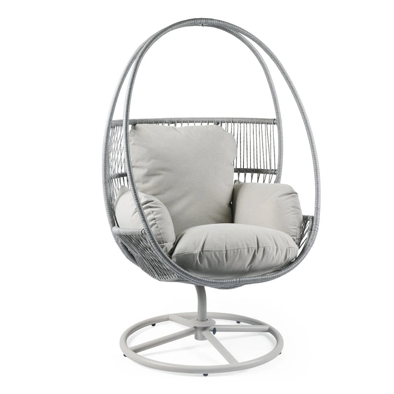 Sedia a cesto Lina Outdoor Wicker Swivel Egg con cuscino rimovibile di Christopher Knight Home