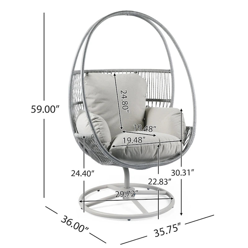 Sedia a cesto Lina Outdoor Wicker Swivel Egg con cuscino rimovibile di Christopher Knight Home