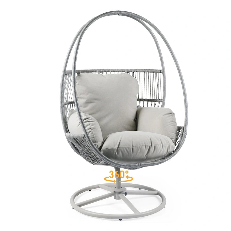 Sedia a cesto Lina Outdoor Wicker Swivel Egg con cuscino rimovibile di Christopher Knight Home