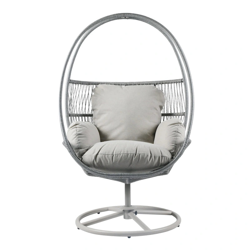 Sedia a cesto Lina Outdoor Wicker Swivel Egg con cuscino rimovibile di Christopher Knight Home
