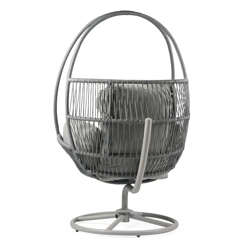 Sedia a cesto Lina Outdoor Wicker Swivel Egg con cuscino rimovibile di Christopher Knight Home