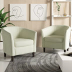 Set di 2 Poltrone Club con Braccioli in Lino a Botte Moderne