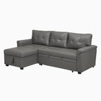 Divano componibile convertibile reversibile con letto estraibile, chaise longue con contenitore nascosto e gambe durevoli