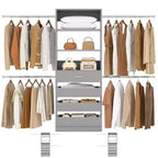 Besiost Sistema Organizer per Armadio in Legno 4-9 piedi con 4 Cassetti, 4 Aste Appendiabiti e Torri Scaffale