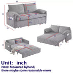 Divano Letto Convertibile in Velluto a Coste 3-in-1 con Letto Estraibile 64.5