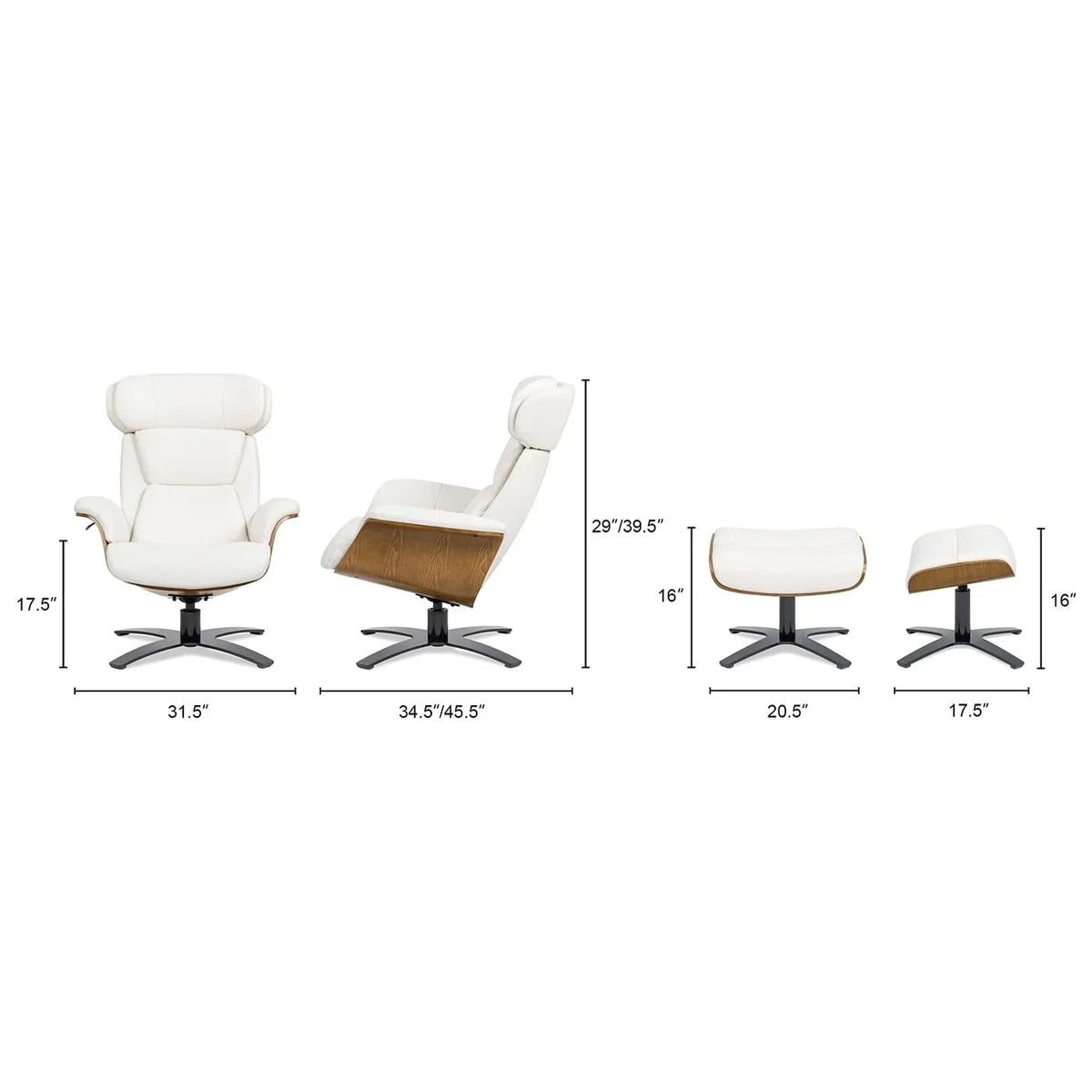 Jovan 31.5 Poltrona reclinabile in vera pelle con pouf