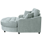 Divano Letto Chaise Longue in ciniglia, Divano Imbottito con Schienale Trapuntato e 2 Cuscini Rimovibili per Soggiorno