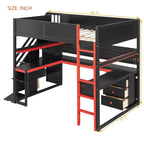 GDFStudio Scott Letto a Soppalco in Legno per Gaming con Scala Contenitore, Scrivania, Mensole e Pannello Forato