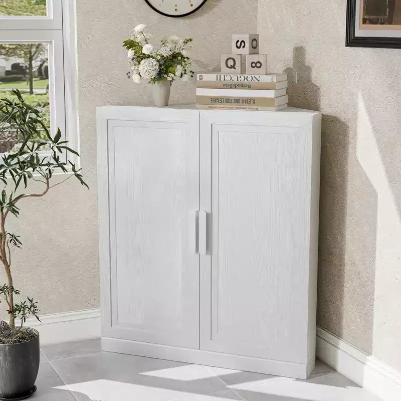 Mobile ad Angolo Dovelina con Ripiani Regolabili Credenza Buffet Vetrinetta Vino Mobile da Cucina e Sala da Pranzo con Ante in Legno - 31H x 31W, 36H x 31W