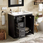 Mobile bagno singolo da 76 cm con lavabo, armadietto e 3 cassetti – Nero / Blu / Verde / Indaco / Bianco