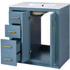 Mobile bagno singolo da 76 cm con lavabo, armadietto e 3 cassetti – Nero / Blu / Verde / Indaco / Bianco