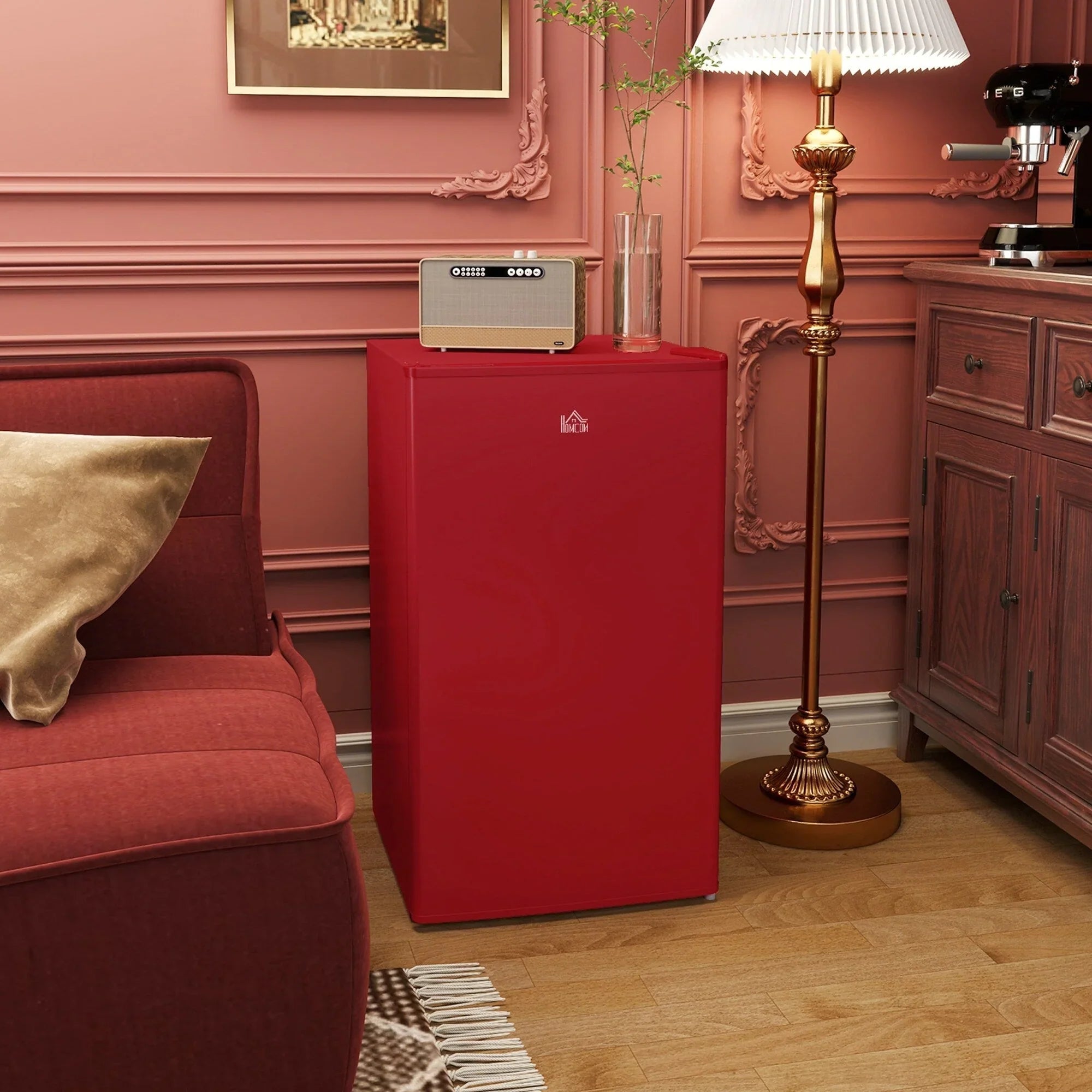 Mini Frigo da 90 litri con congelatore, Frigorifero Compatto Monoporta con Termostato Regolabile per Camera da Letto