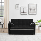 Divano letto trasformabile a 2 posti in velluto da 140 cm con letto estraibile, reclinabile, tasche laterali e supporto per telefono