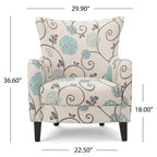 Poltrona imbottita schienale alto Modern Retro 30,25" con gambe in legno per soggiorno