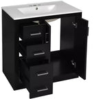Mobile bagno singolo da 76 cm con lavabo, armadietto e 3 cassetti – Nero / Blu / Verde / Indaco / Bianco