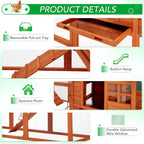 AECOJOY Pollaio Grande in Legno da 365 cm con Recinto e Conigliera