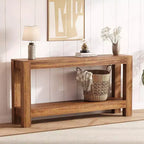 Tavolino console da ingresso a 63 pollici con 2 cassetti, tavolo da divano stretto in legno per soggiorno, corridoio o foyer, tavolino contenitore d'accento