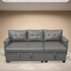 Divano sezionale reversibile con letto estraibile, chaise longue con contenitore nascosto, gambe durevoli,
