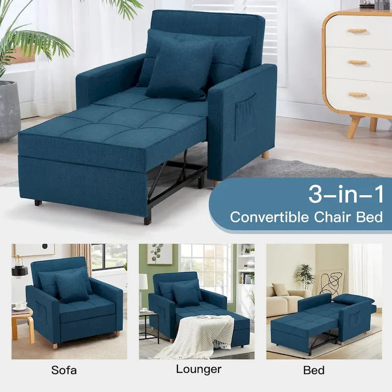 Poltrona letto trasformabile, 3 in 1, vari colori, per 1 persona