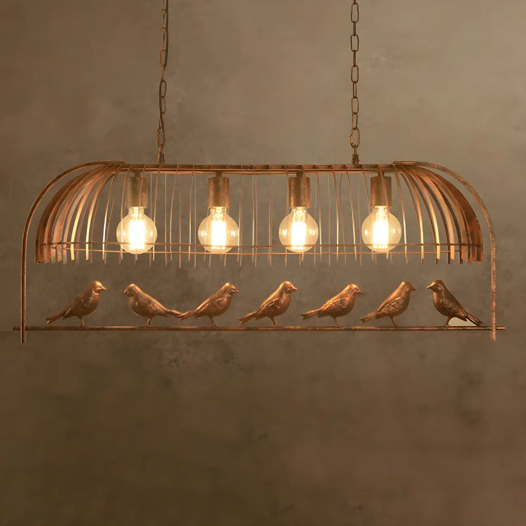 Lampadario a sospensione da cucina a isola, in metallo industriale, con gabbia