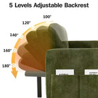 Divano Letto Estraibile 2 in 1 con Chaise Longue Contenitore, Divano Componibile in Ciniglia con Porte USB per Soggiorno