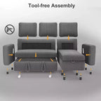 Divano Letto Estraibile 2 in 1 Dyonery con Chaise Longue Contenitore e USB, Divano Angolare in Velluto a Coste per Soggiorno