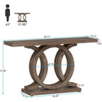 Consolle Vintage con Base Geometrica Tavolo da Ingresso in Legno