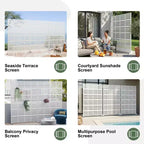 MAYEERTY 72x47 Pannello Paravento per Esterni Bianco Naturale, Set da 6 Pezzi Divisorio Pieghevole Naturale per Cortile e Giardino