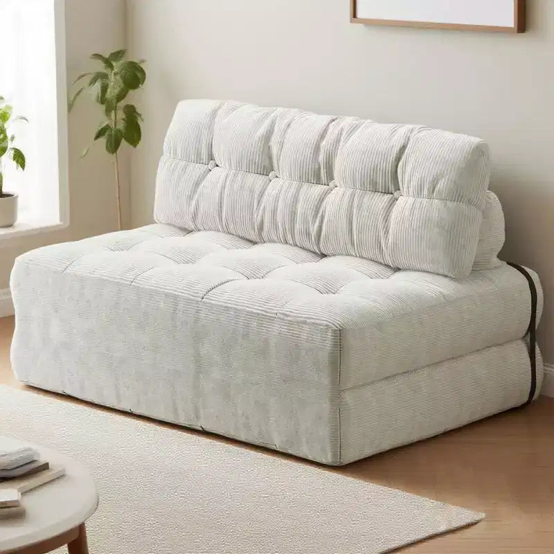 Divano Letto Futon Pieghevole in Velluto a Coste, Sedia Convertibile da Pavimento con Cuscino e Supporto per la Schiena