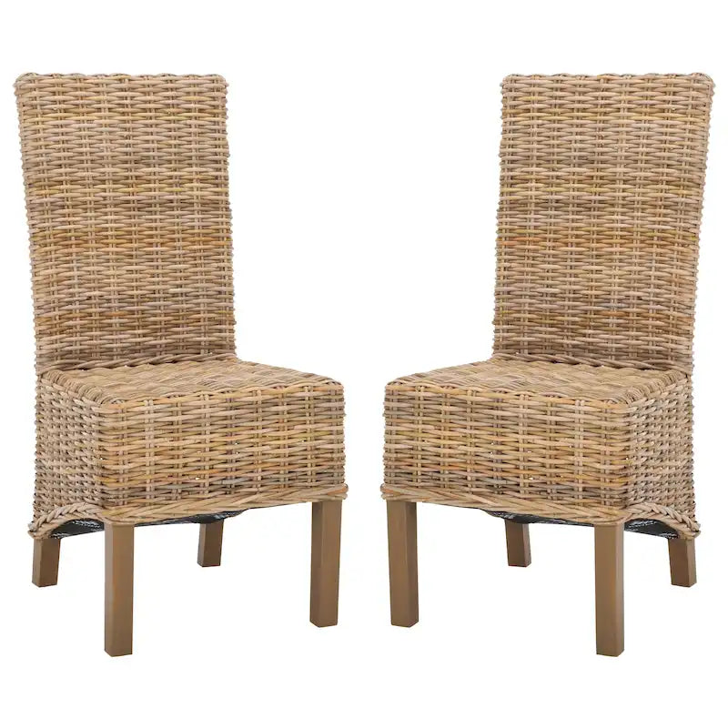 Set di 2 sedie da pranzo in vimini naturale 48L x 56P x 104A cm, stile Boho Coastal