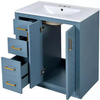 Mobile bagno singolo da 76 cm con lavabo, armadietto e 3 cassetti – Nero / Blu / Verde / Indaco / Bianco