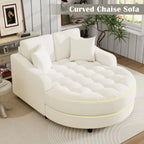 Divano Letto Chaise Longue in ciniglia, Divano Imbottito con Schienale Trapuntato e 2 Cuscini Rimovibili per Soggiorno
