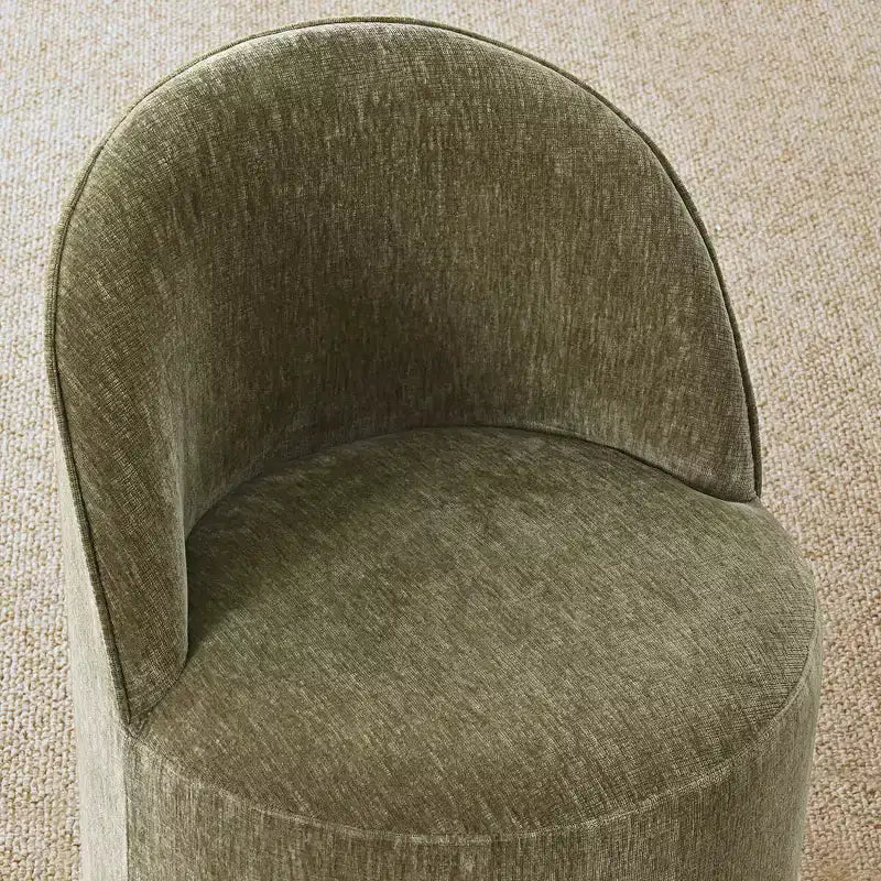 Set da pranzo moderno per 6, tavolo da pranzo rotondo con piedistallo, sedie a botte girevoli con ruote, ciniglia testurizzata - Panipeachy