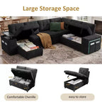 Divano letto componibile modulare Dyonery 112 con letto estraibile, divano componibile a U con contenitore, divani con seduta extra ampia e profonda per soggiorno