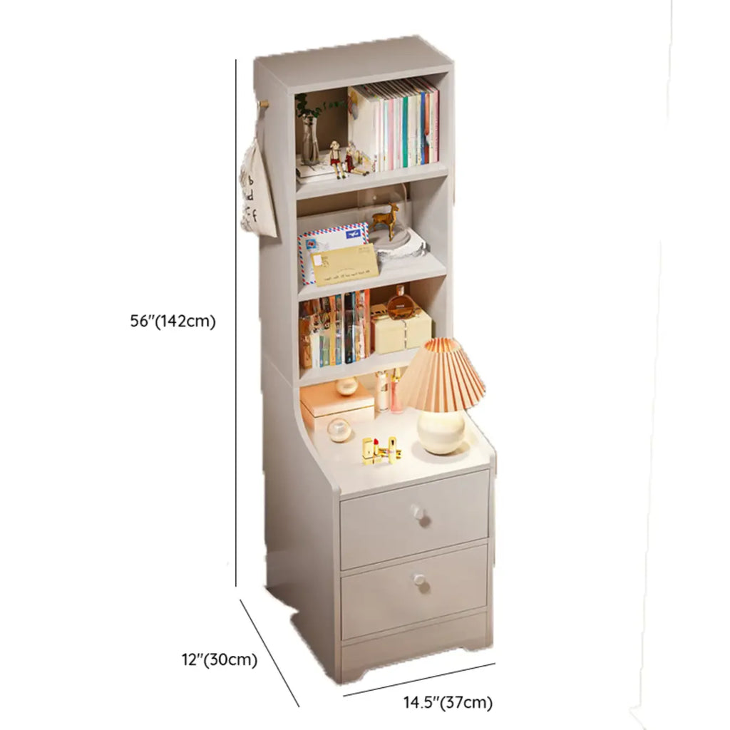 Comodino Semplice Bianco in Legno Naturale a 2 Cassetti