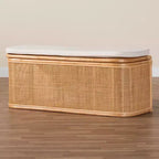 Panca contenitore in rattan naturale Bali & Pari Ishana Naturale/Bianco: Rivestimento in poliestere, telaio in compensato, nessun montaggio richiesto