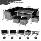 Costway Set da pranzo da 7 pezzi in rattan per esterni Divano componibile ottomano - Vedi dettagli