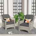 HOOOWOOO, Set di 2 Sedie da Esterno in Rattan Intrecciato con Schienale Alto